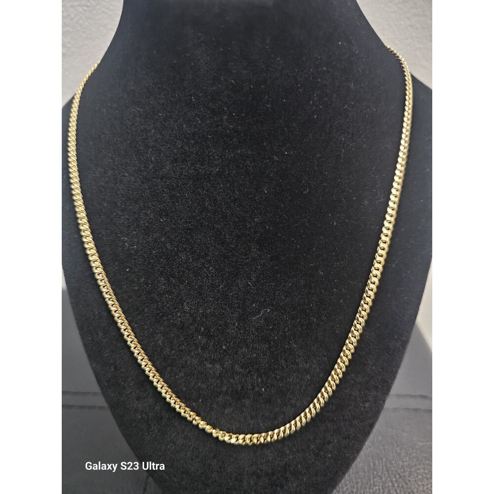20in. Gold-Plated brass-3.7mm Cuban Link Chain Necklace